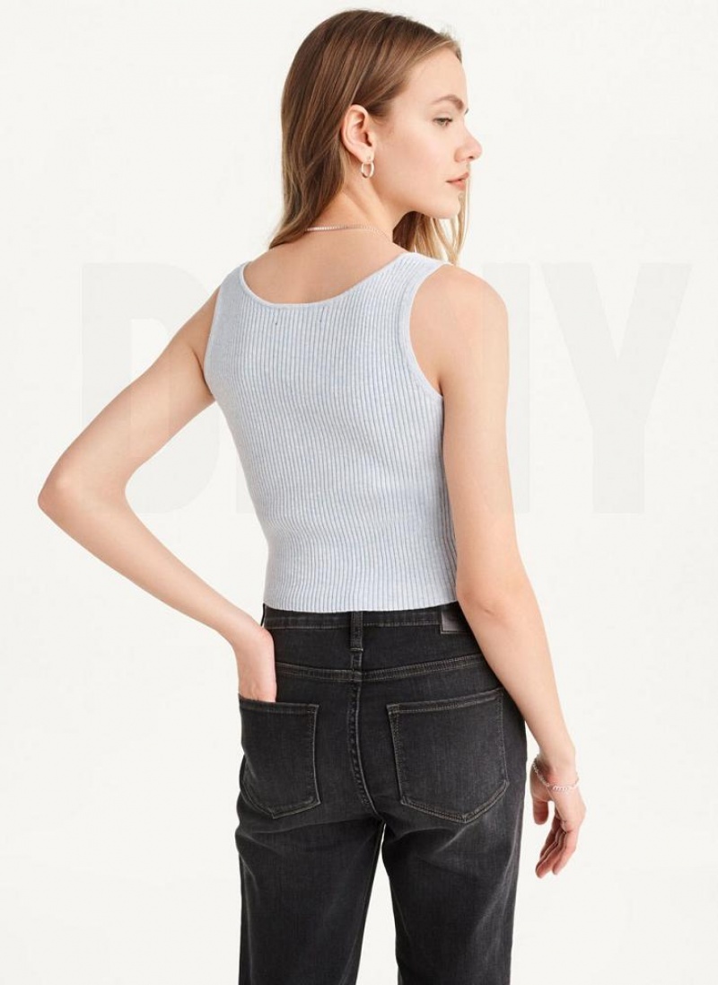 DKNY Cropped Tanktop Damen Blau | Austria_D0689