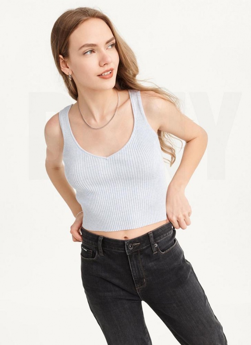 DKNY Cropped Tanktop Damen Blau | Austria_D0689