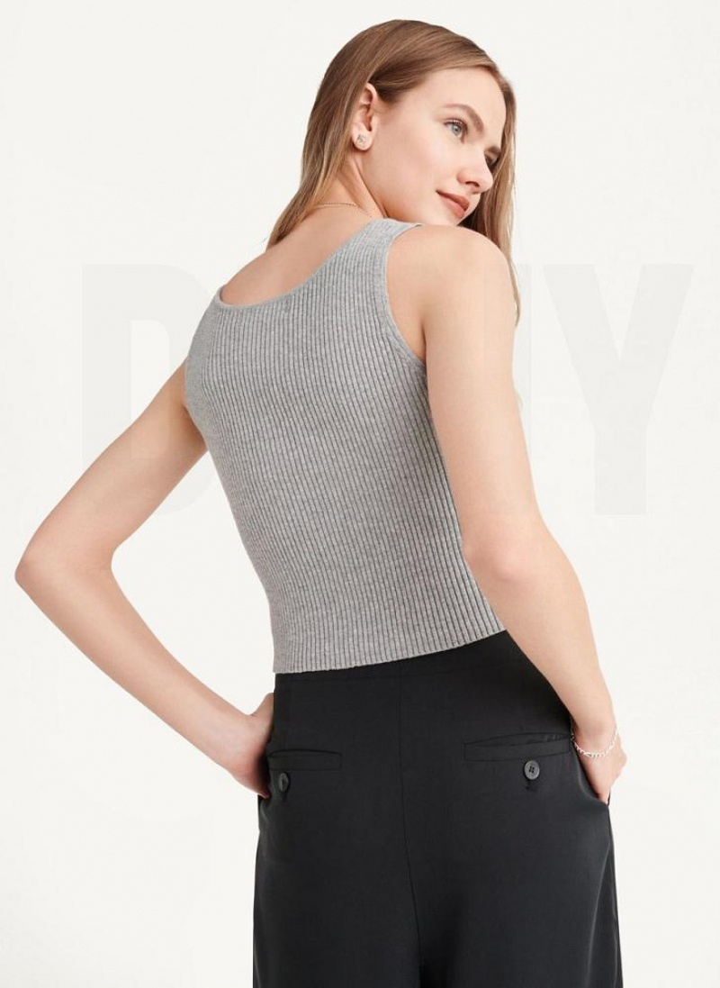 DKNY Cropped Tanktop Damen Grau | Austria_D1436