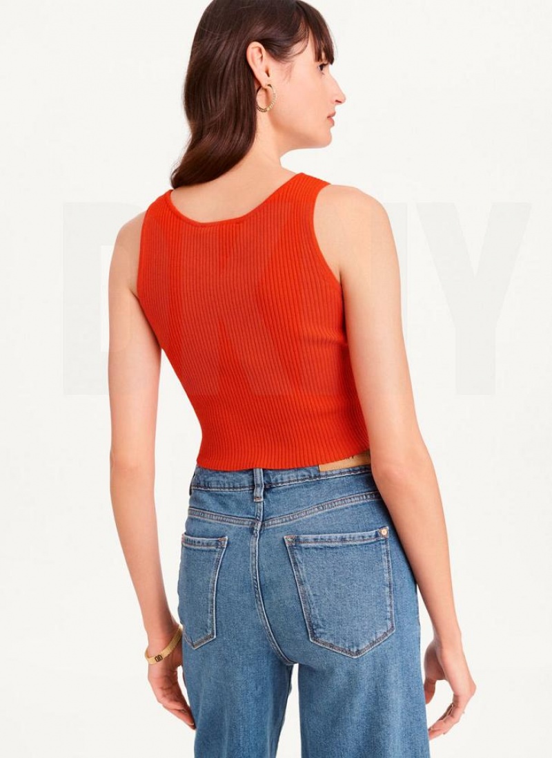 DKNY Cropped Tanktop Damen Rot | Austria_D1720