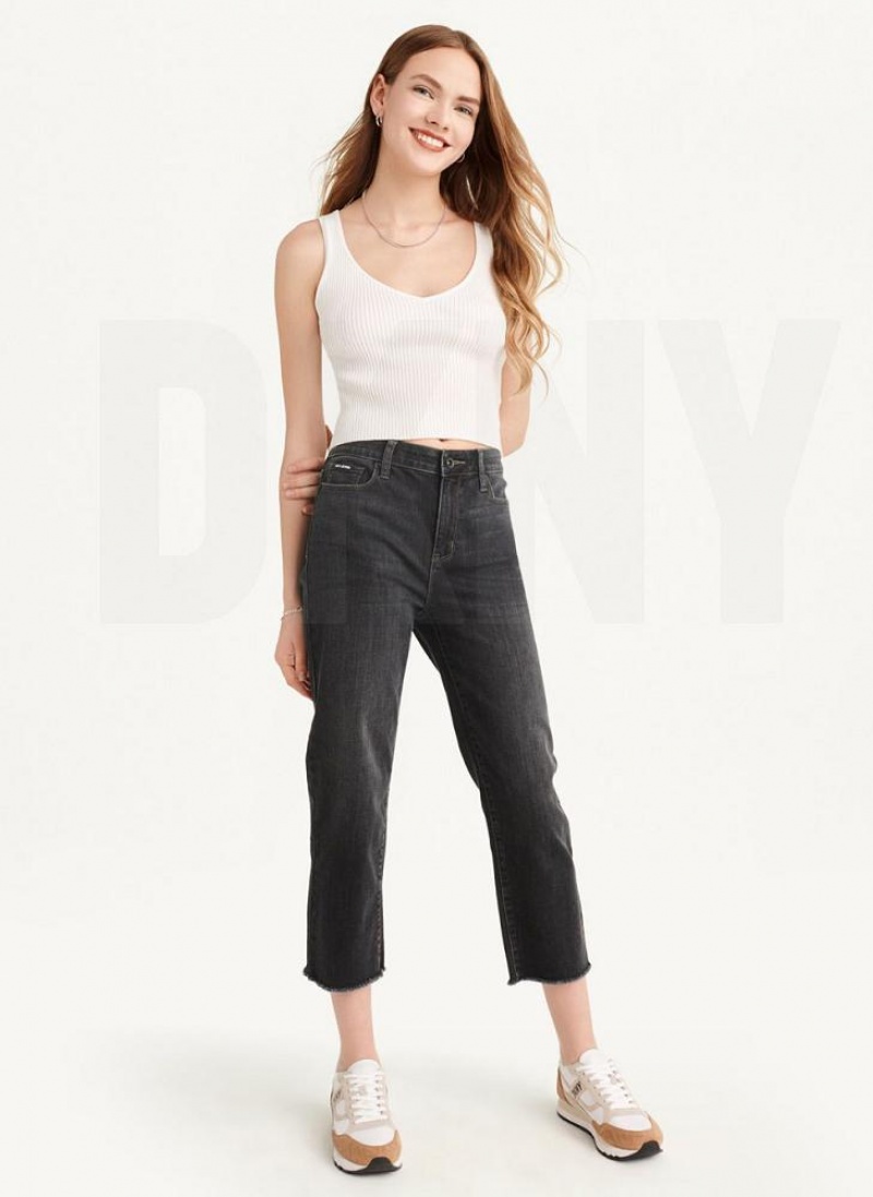 DKNY Cropped Tanktop Damen Weiß | Austria_D1853