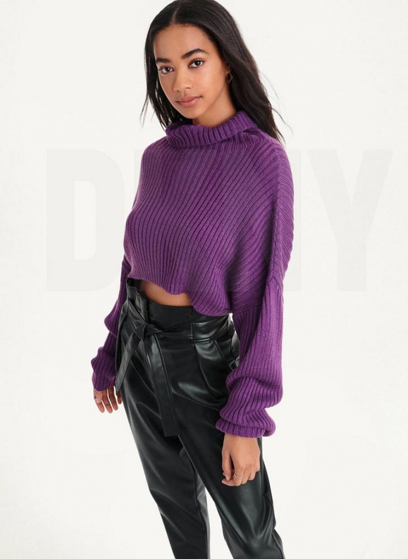 DKNY Cropped Turtleneck Pullover Damen Lila | Austria_D0206