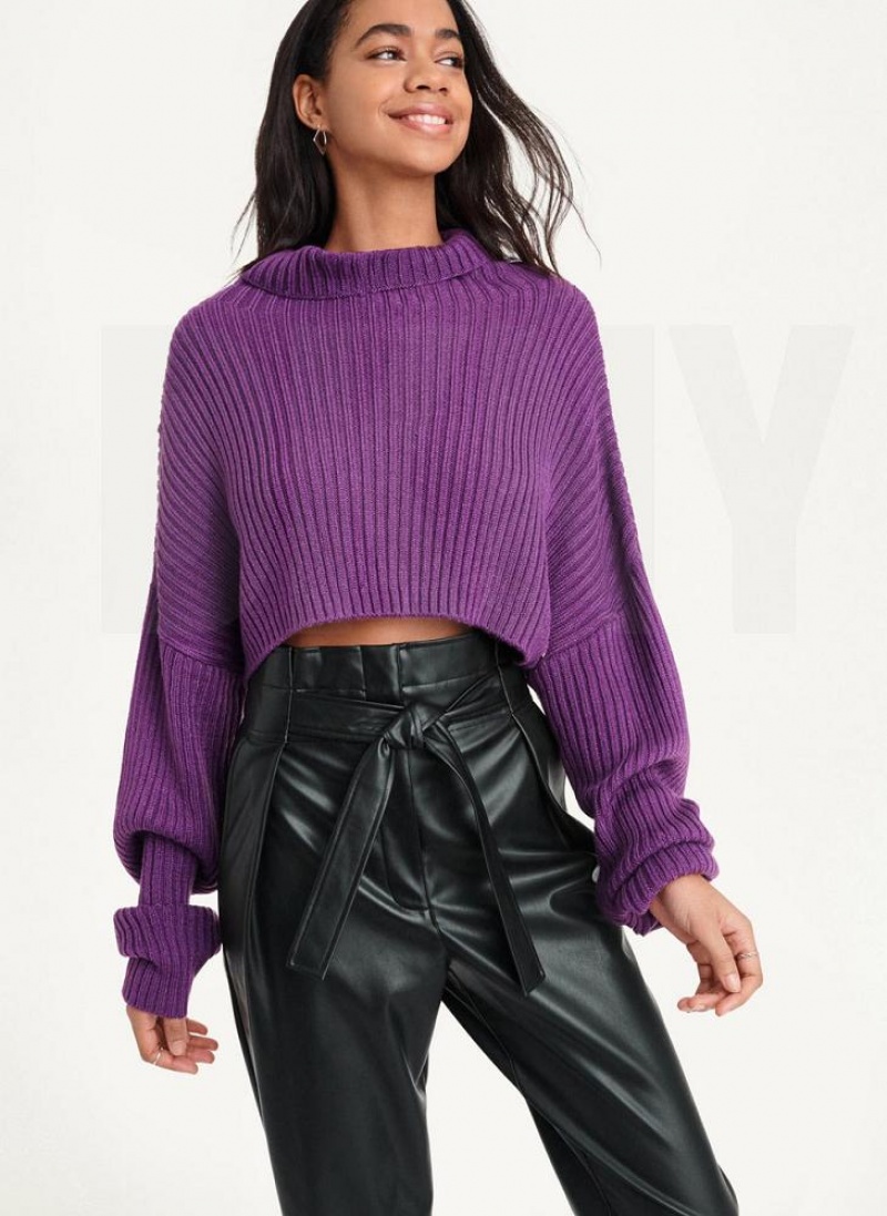 DKNY Cropped Turtleneck Pullover Damen Lila | Austria_D0206