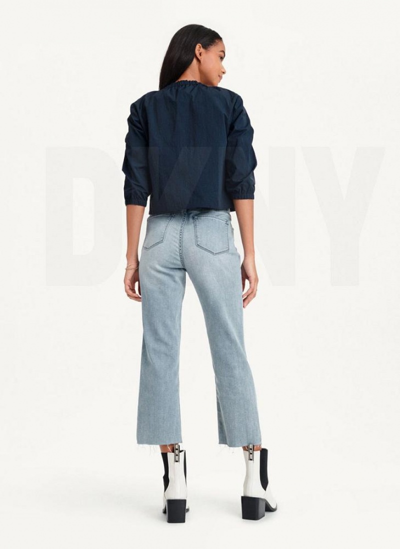 DKNY Cropped With Elastic Collar Jacken Damen Blau | Austria_D0331