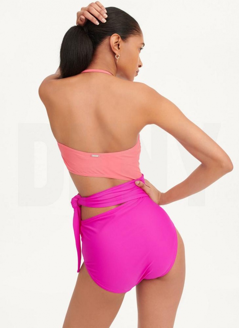 DKNY Cut-Out Bandeau Badeanzüge Damen Rosa | Austria_D0952