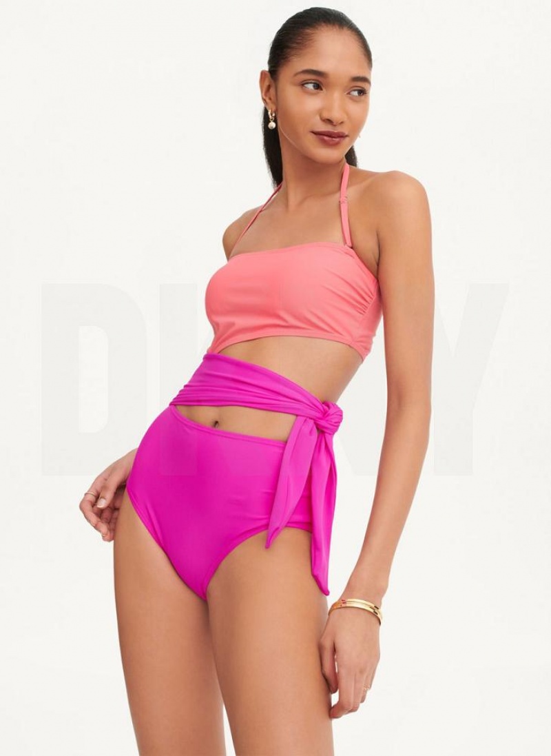 DKNY Cut-Out Bandeau Badeanzüge Damen Rosa | Austria_D0952