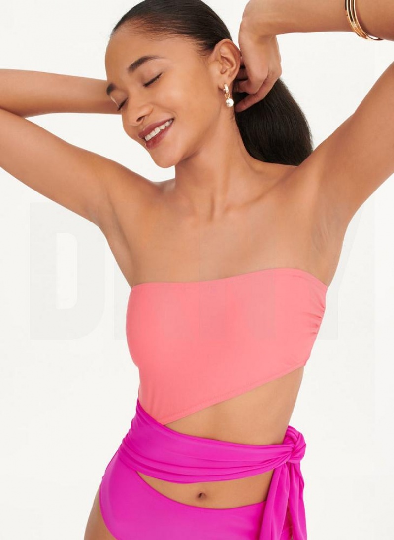 DKNY Cut-Out Bandeau Badeanzüge Damen Rosa | Austria_D0952