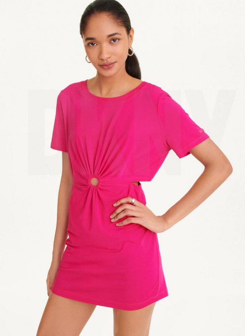 DKNY Cut Out Kleid Damen Rosa | Austria_D1604