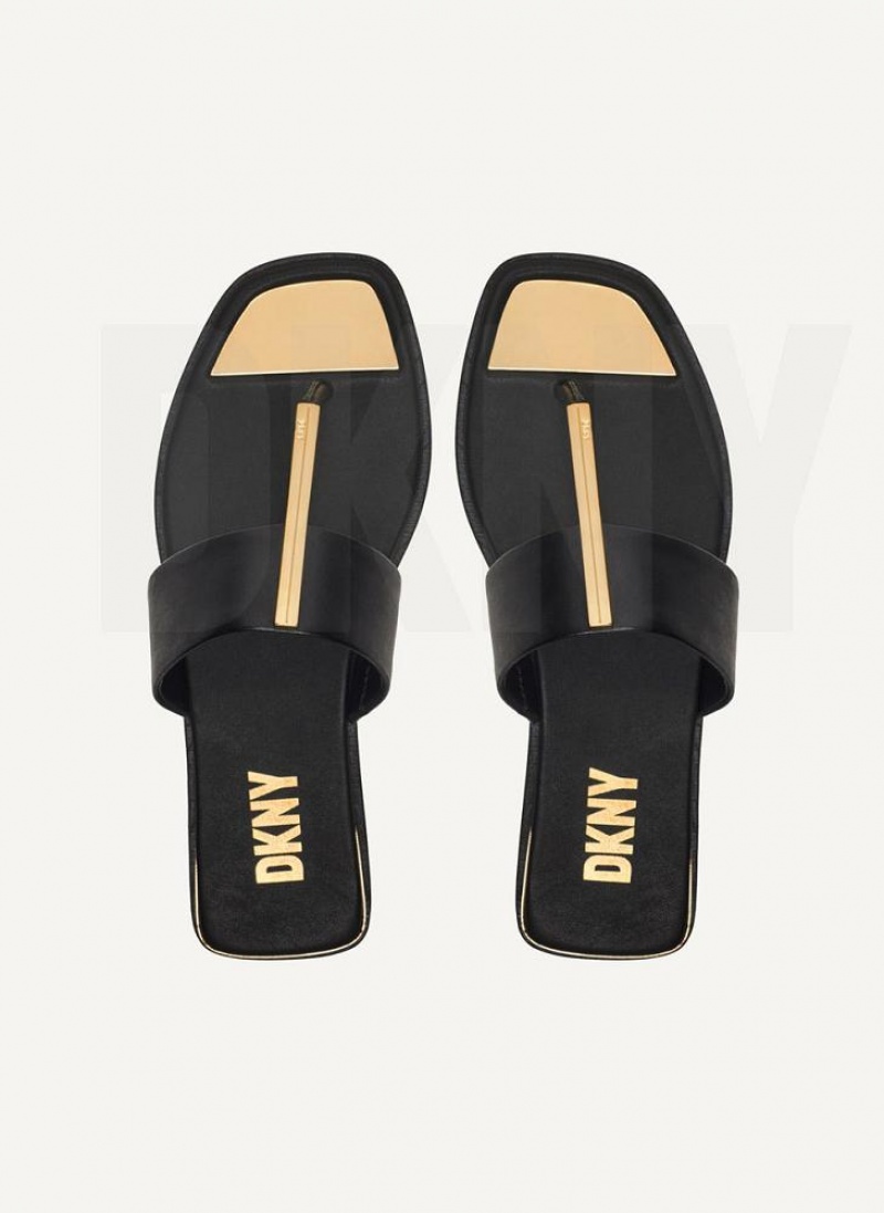 DKNY Deja - Flache Tanga Flip Flops Damen Schwarz | Austria_D1322