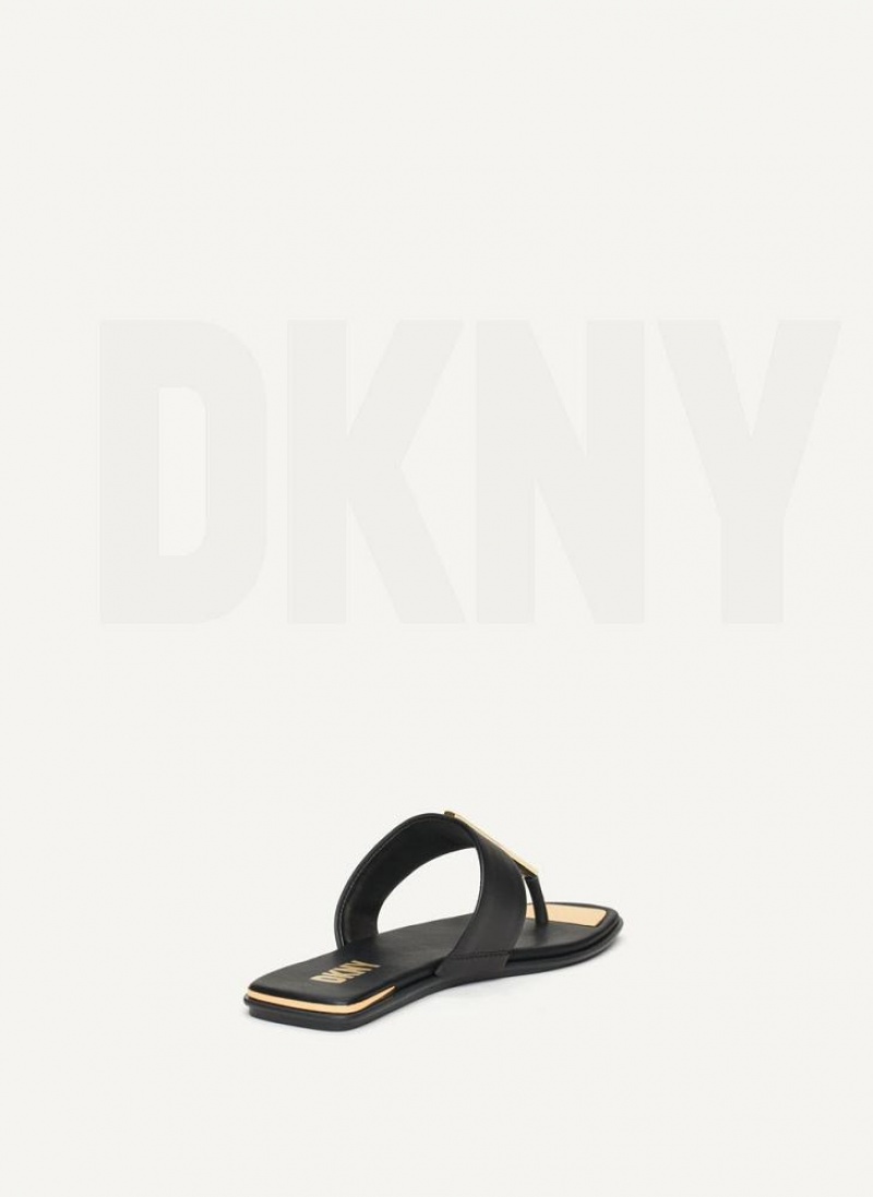 DKNY Deja - Flache Tanga Flip Flops Damen Schwarz | Austria_D1322