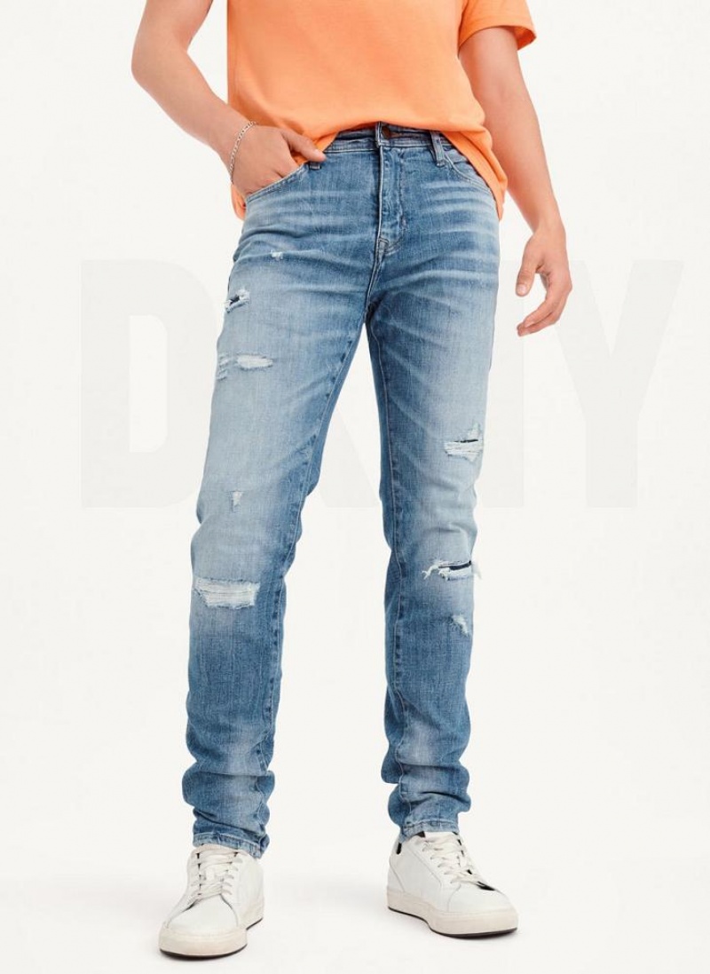 DKNY Destructed Denim Jeans Herren Hellblau | Austria_D0128