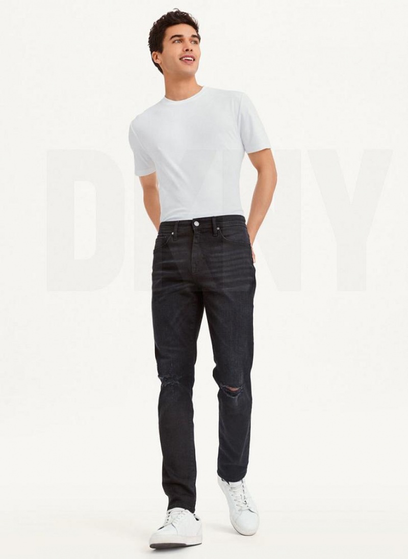 DKNY Destructed Denim Jeans Herren Schwarz | Austria_D1075