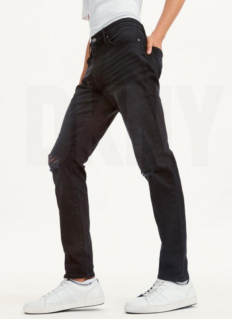 DKNY Destructed Denim Jeans Herren Schwarz | Austria_D1075