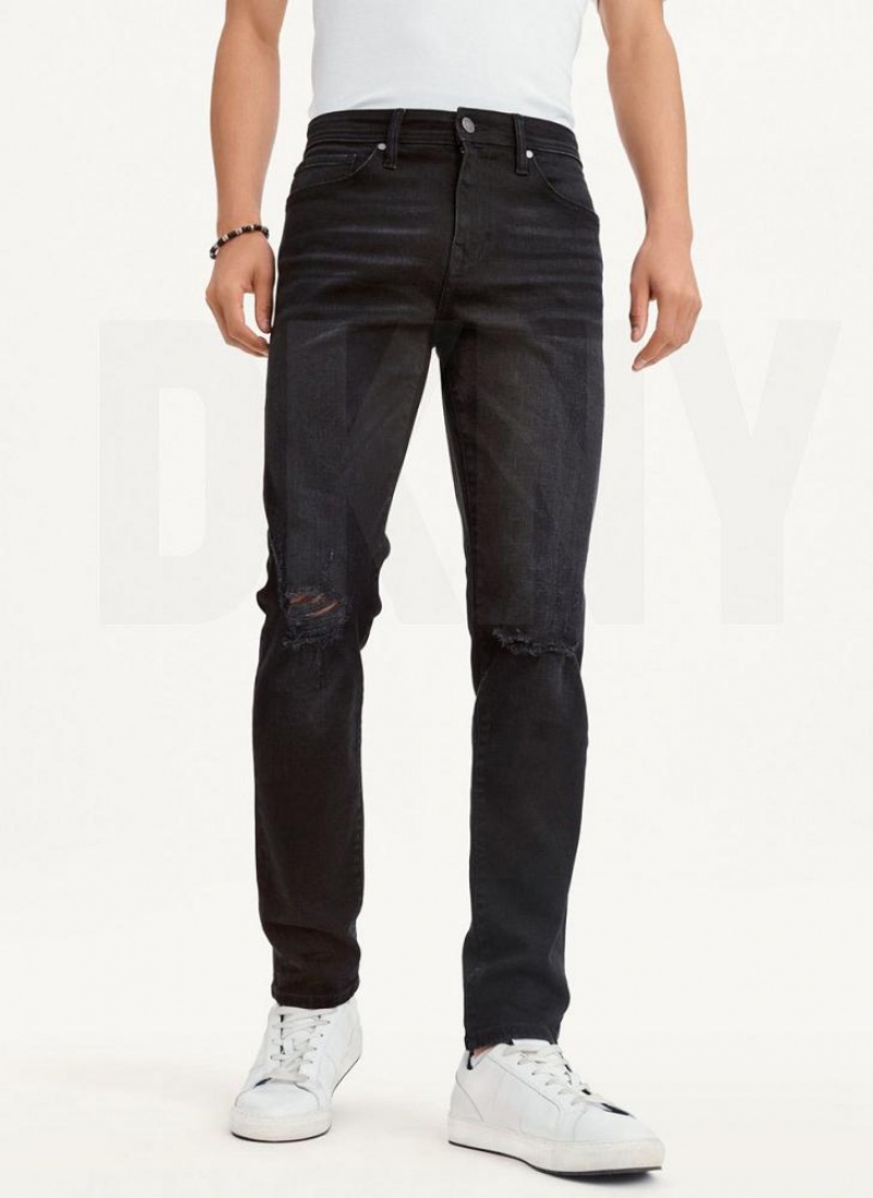 DKNY Destructed Denim Jeans Herren Schwarz | Austria_D1075