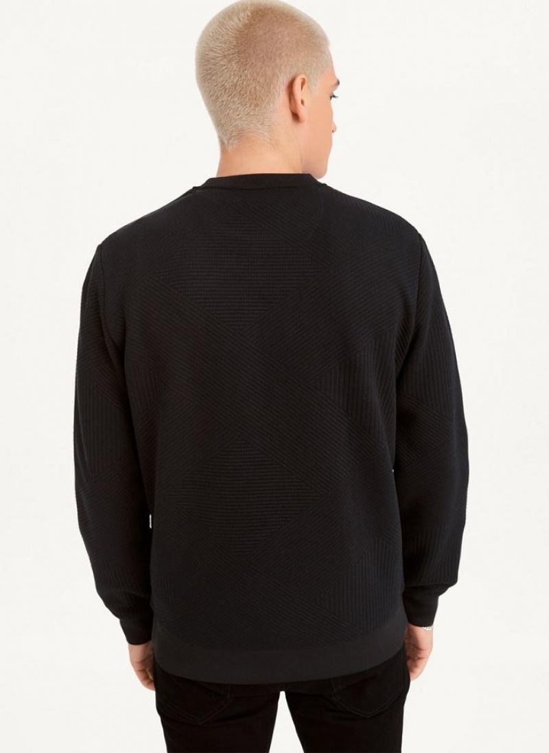 DKNY Directional Quilting Crewneck Sweatshirts Herren Schwarz | Austria_D1547