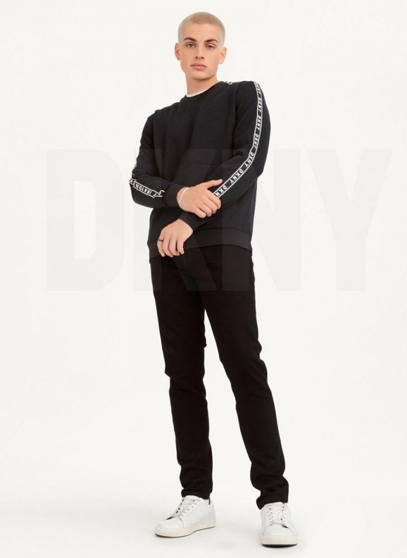 DKNY Directional Quilting Crewneck Sweatshirts Herren Schwarz | Austria_D1547