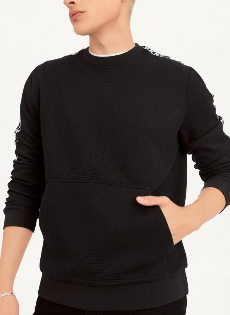 DKNY Directional Quilting Crewneck Sweatshirts Herren Schwarz | Austria_D1547