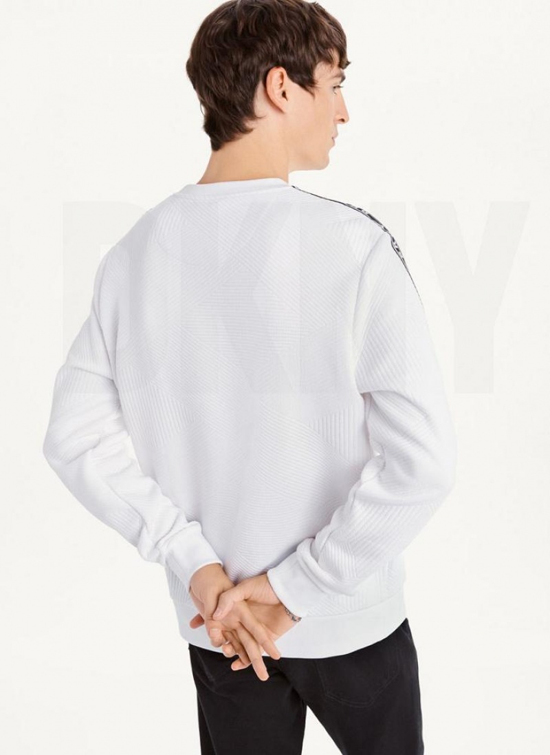 DKNY Directional Quilting Crewneck Sweatshirts Herren Weiß | Austria_D1354