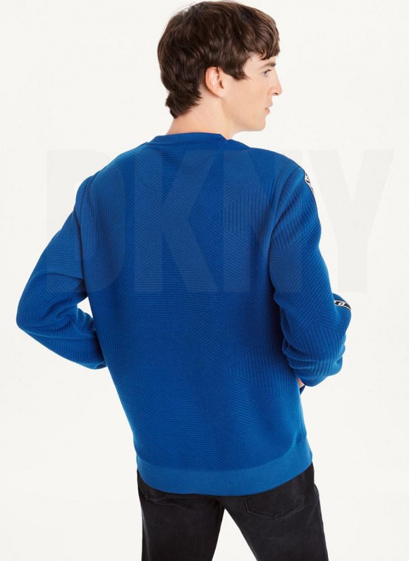 DKNY Directional Quilting Crewneck Sweatshirts Herren Tiefesblau | Austria_D1006