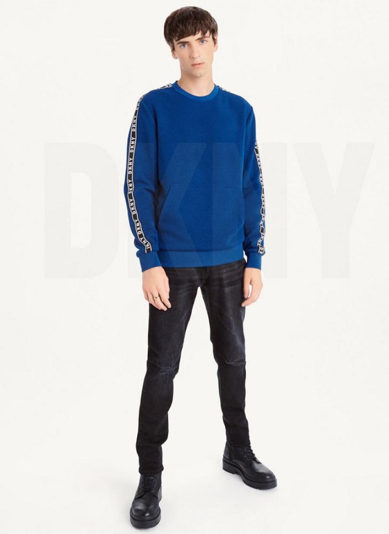 DKNY Directional Quilting Crewneck Sweatshirts Herren Tiefesblau | Austria_D1006