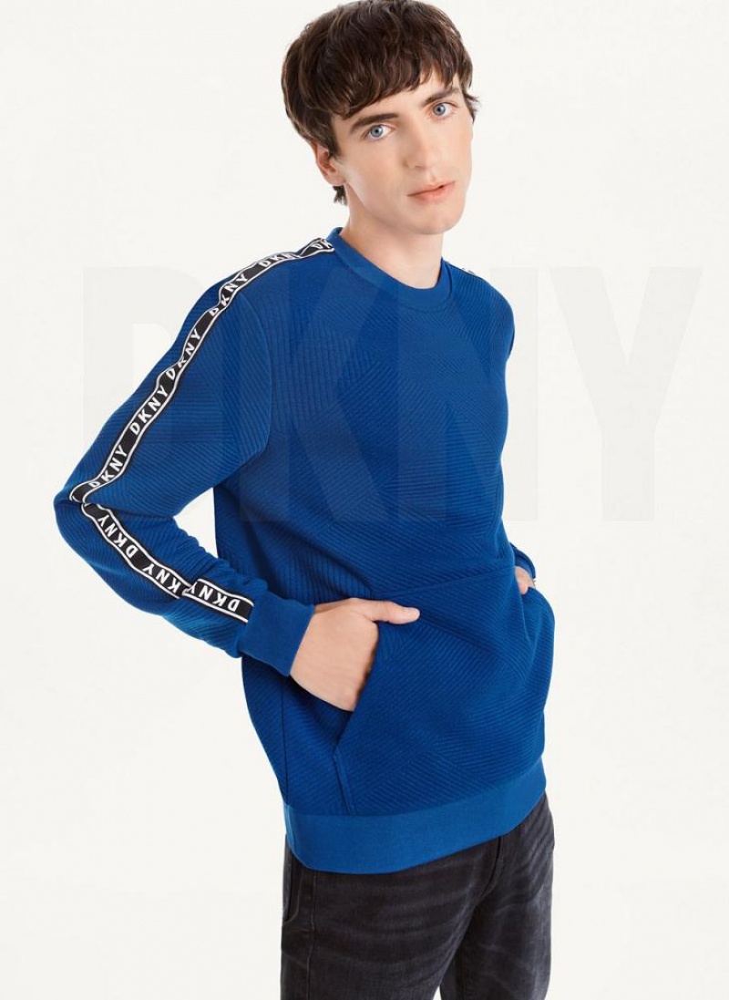 DKNY Directional Quilting Crewneck Sweatshirts Herren Tiefesblau | Austria_D1006