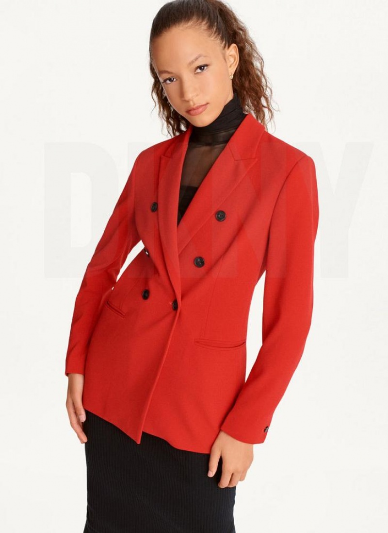 DKNY Double Breasted Blazer Damen Tiefesrot | Austria_D1613