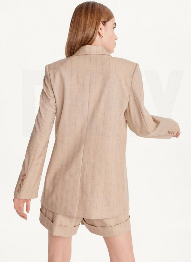 DKNY Double Breasted Stripe Blazer Damen Khaki | Austria_D1552