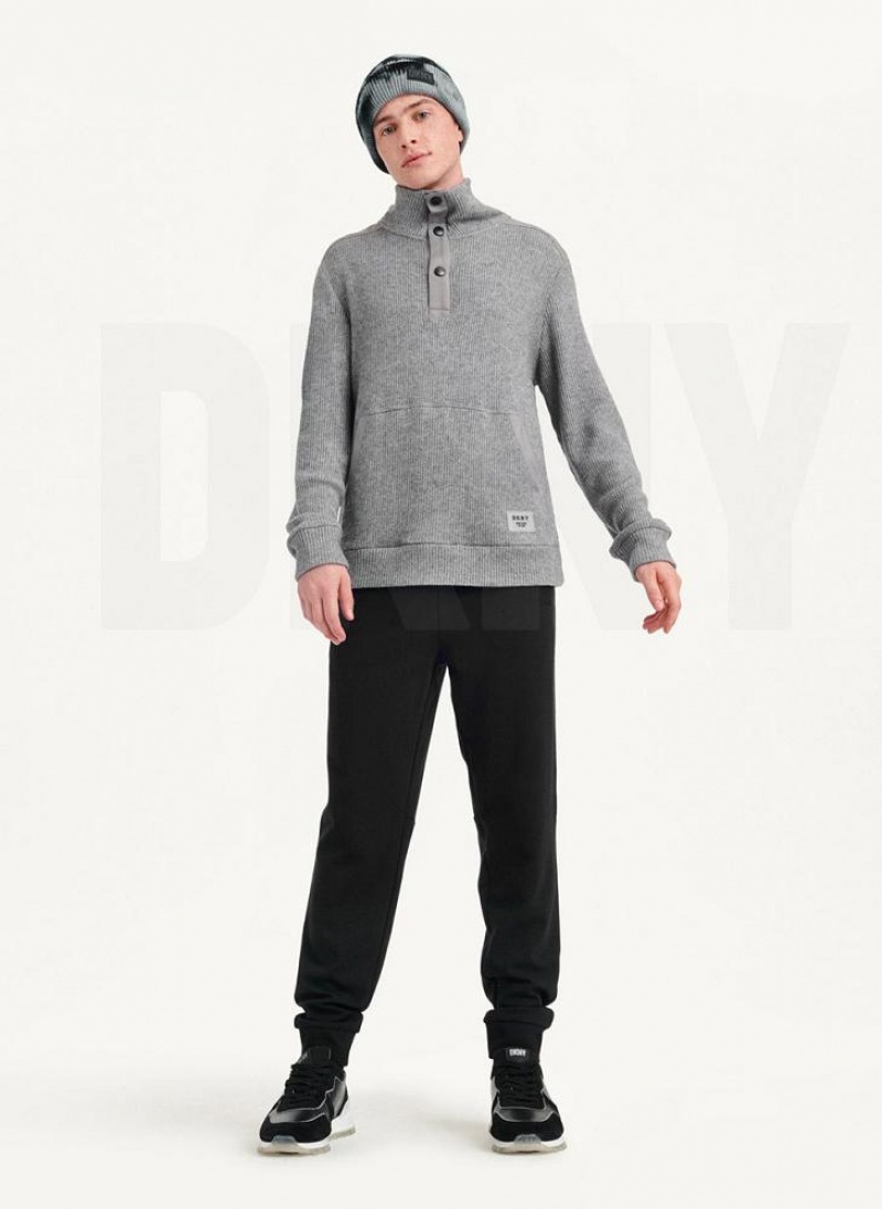 DKNY Double Knit Rib Funnel Neck Pullover Herren Grau | Austria_D1263