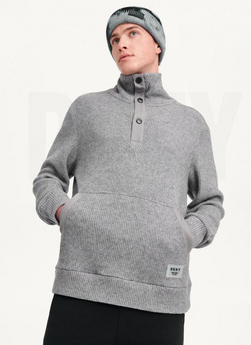 DKNY Double Knit Rib Funnel Neck Pullover Herren Grau | Austria_D1263