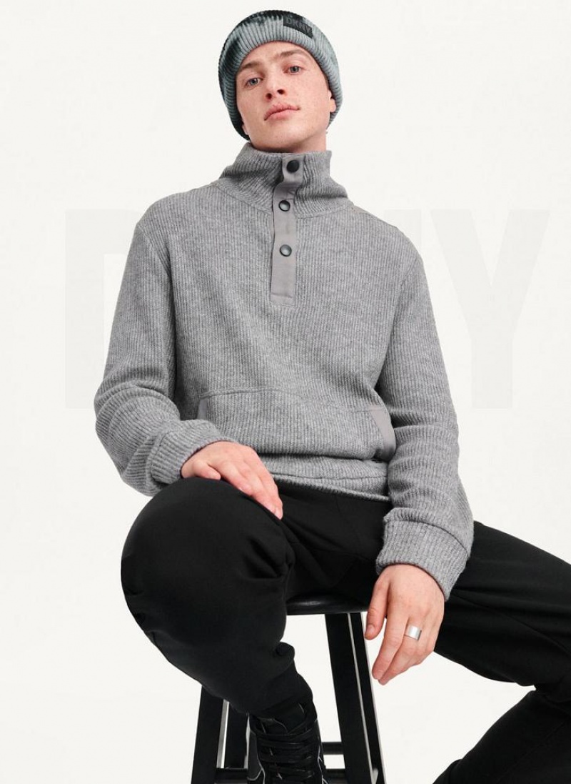 DKNY Double Knit Rib Funnel Neck Pullover Herren Grau | Austria_D1263