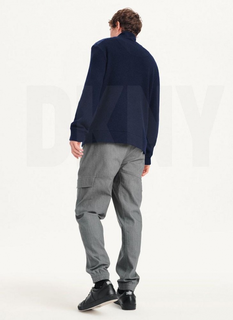 DKNY Double Knit Rib Funnel Neck Pullover Herren Navy | Austria_D0129