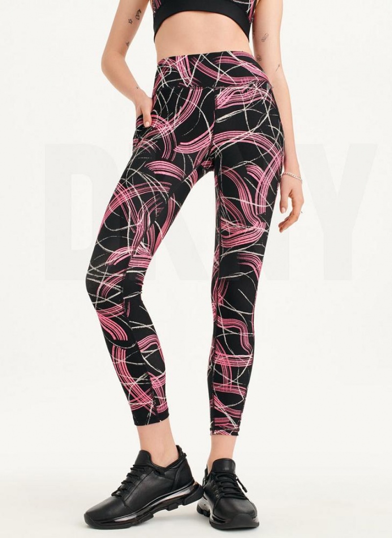 DKNY Electric Shock Print High Taille Leggings Damen Rosa | Austria_D1079