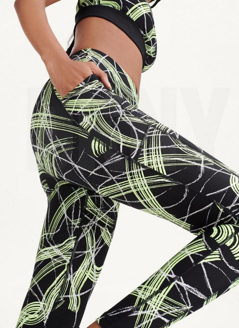 DKNY Electric Shock Print High Taille Leggings Damen Grün | Austria_D1106