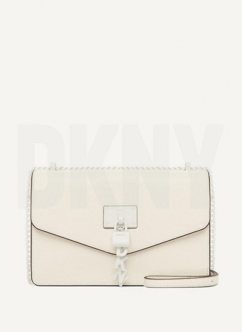 DKNY Elissa Large Flap Schultertasche Damen Weiß | Austria_D0226