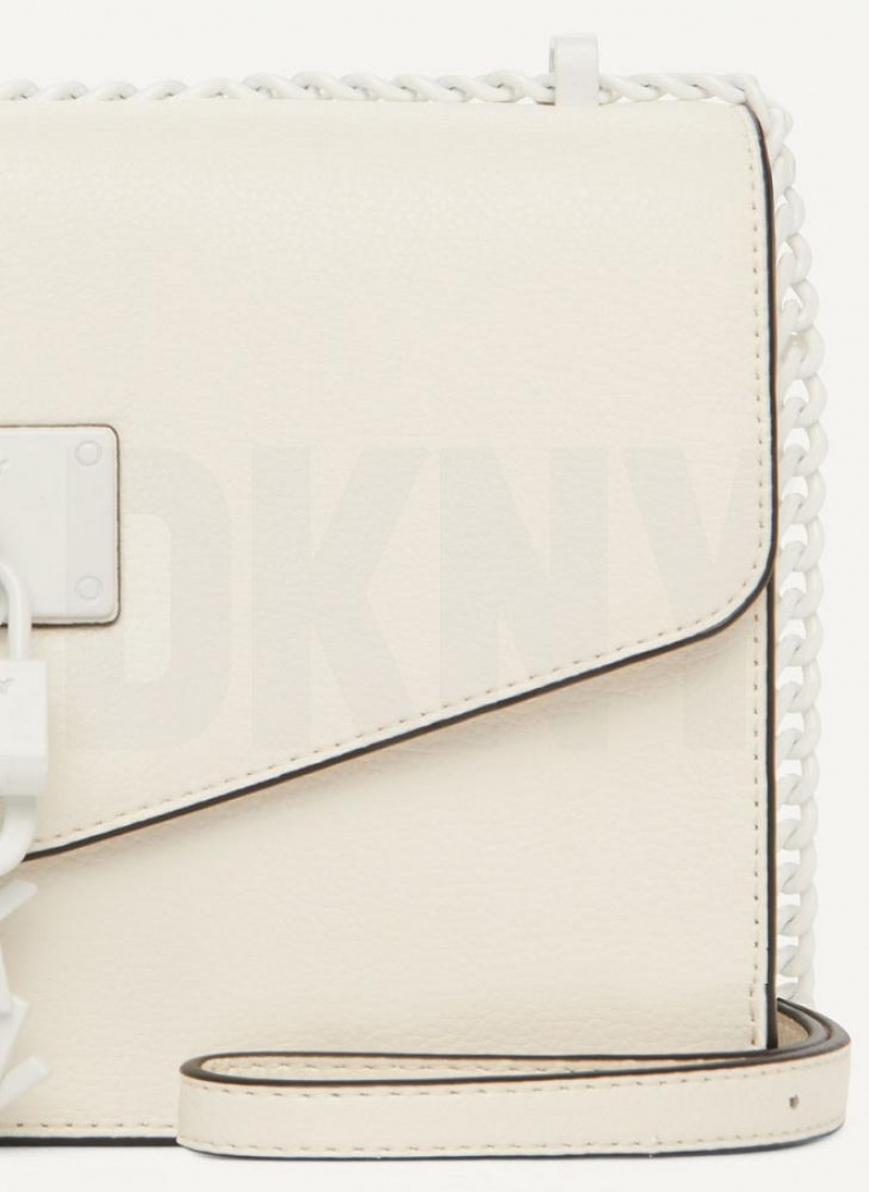 DKNY Elissa Large Flap Schultertasche Damen Weiß | Austria_D0226