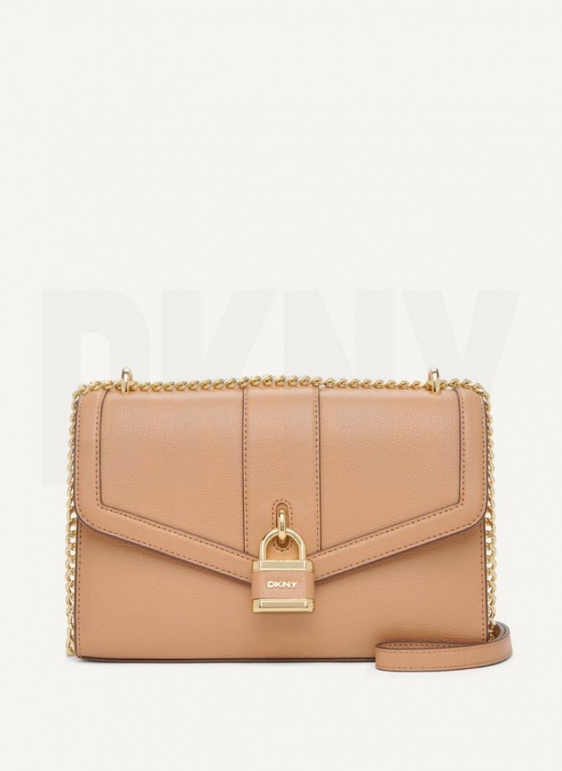 DKNY Ella Large Flap Schultertasche Damen Khaki | Austria_D1893