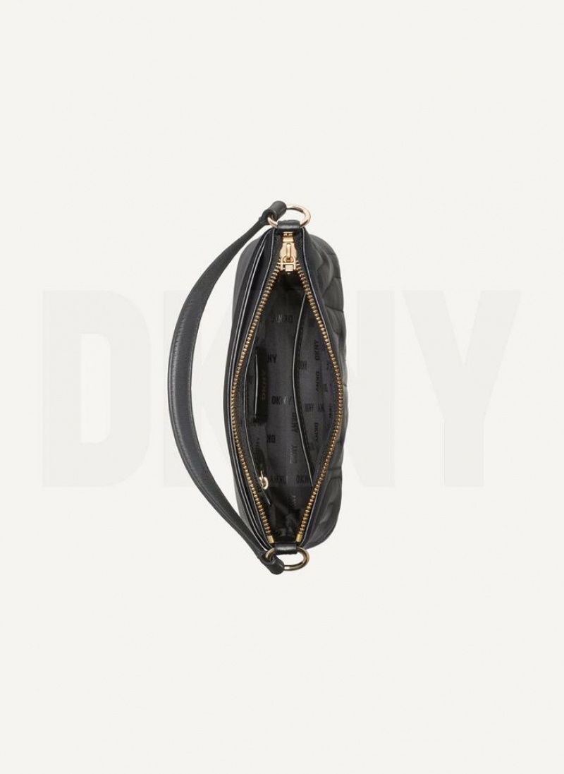 DKNY Elsa Demi Umhängetasche Damen Schwarz Gold | Austria_D0668