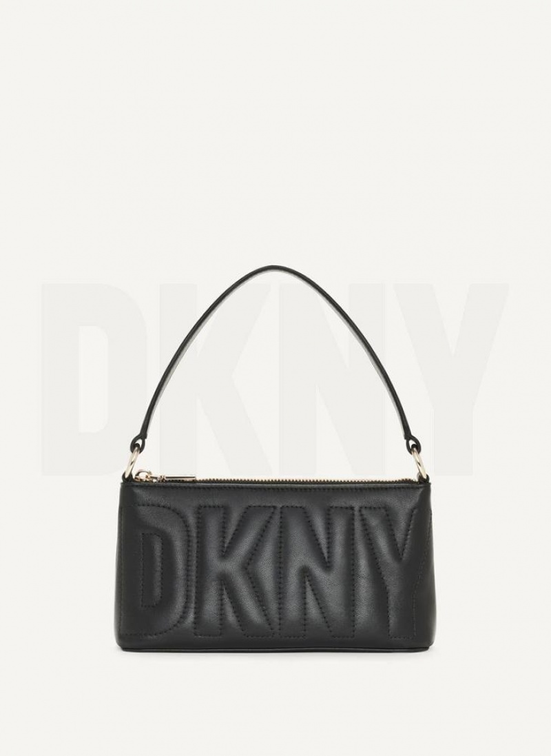 DKNY Elsa Demi Umhängetasche Damen Schwarz Gold | Austria_D0668