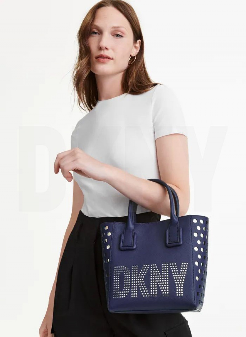 DKNY Essex Saffiano Small Tragetaschen Damen Blau | Austria_D0353