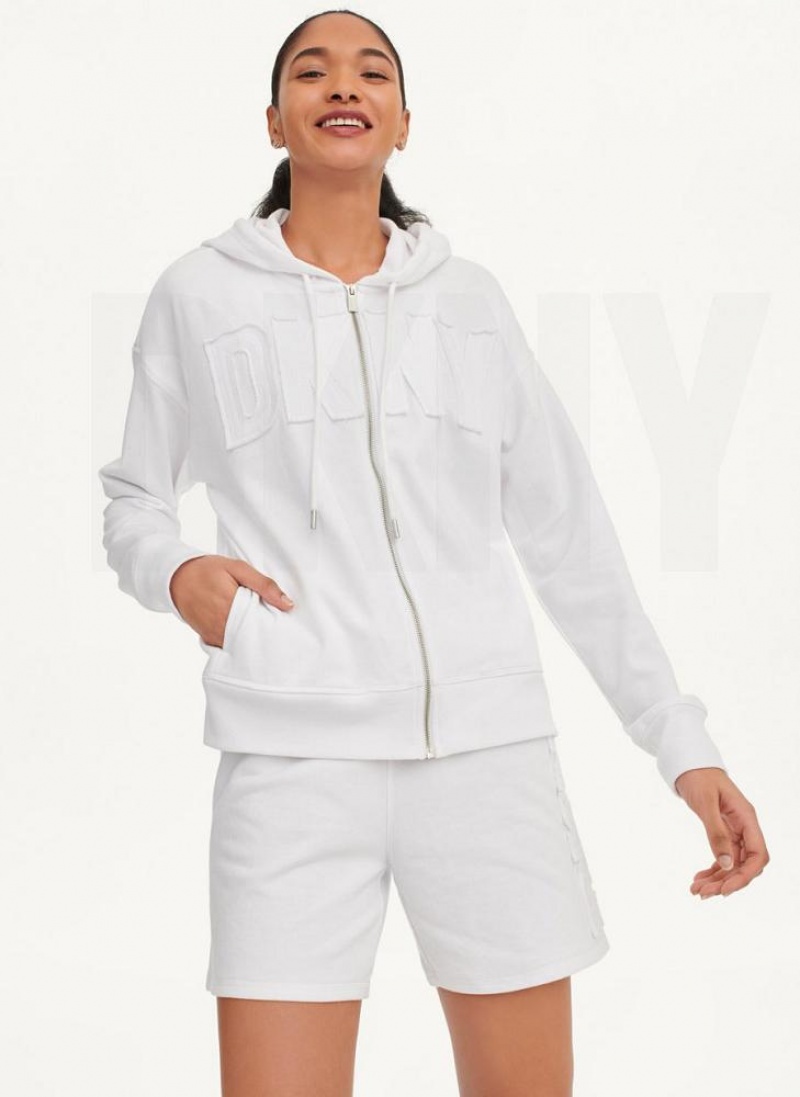 DKNY Exploded Applique Logo Hoodies Damen Weiß | Austria_D1185