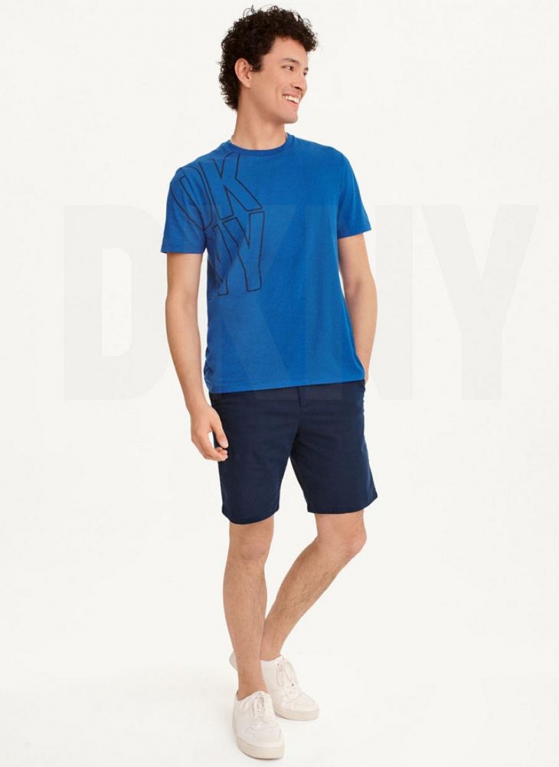 DKNY Exploded Logo Outline T-shirts Herren Blau | Austria_D0605