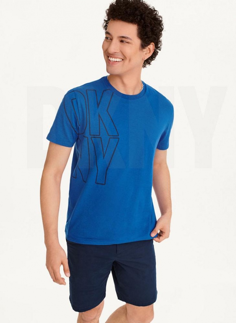 DKNY Exploded Logo Outline T-shirts Herren Blau | Austria_D0605