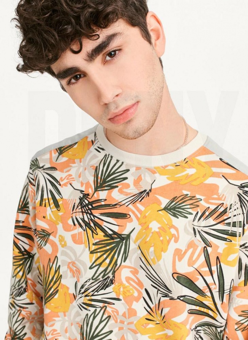 DKNY Exploded Palms Print French Terry Sweatshirts Herren Gelb | Austria_D0882