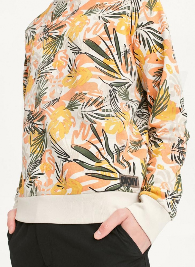 DKNY Exploded Palms Print French Terry Sweatshirts Herren Gelb | Austria_D0882