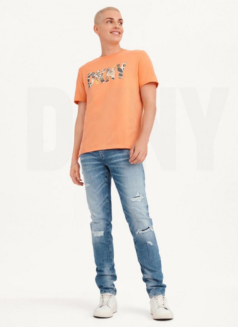 DKNY Exploded Palms Print Ss Knit T-shirts Herren Orange | Austria_D1095