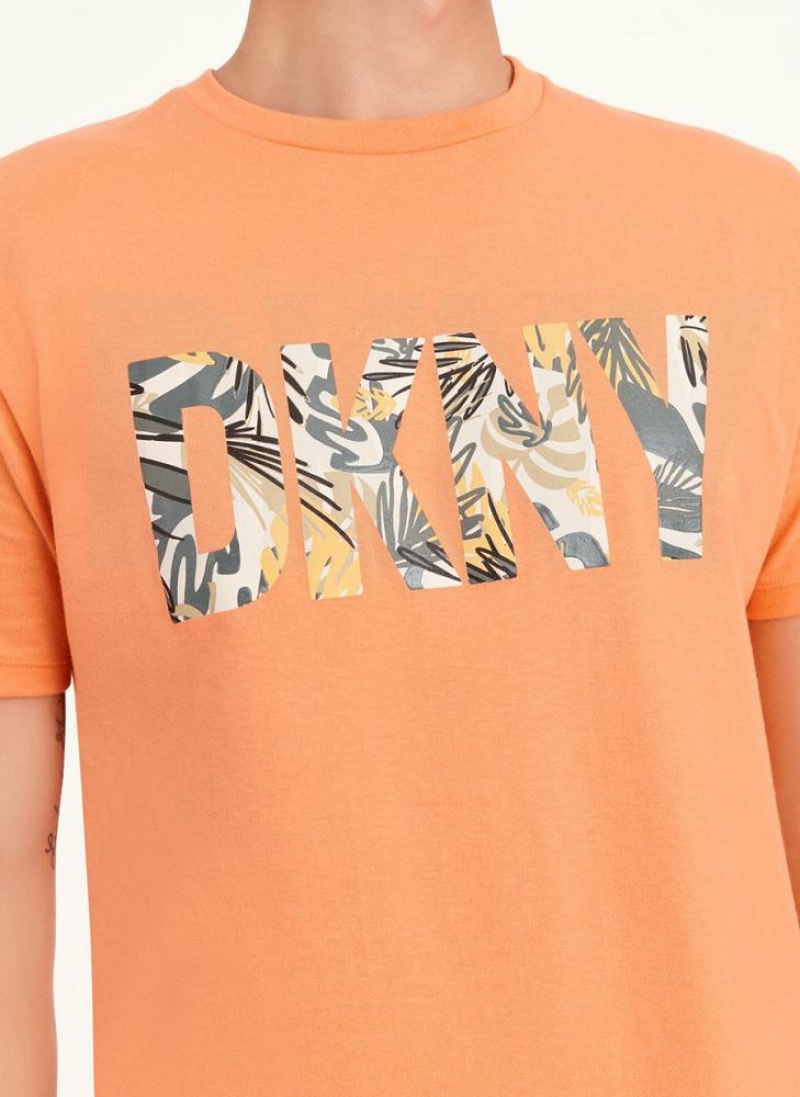 DKNY Exploded Palms Print Ss Knit T-shirts Herren Orange | Austria_D1095