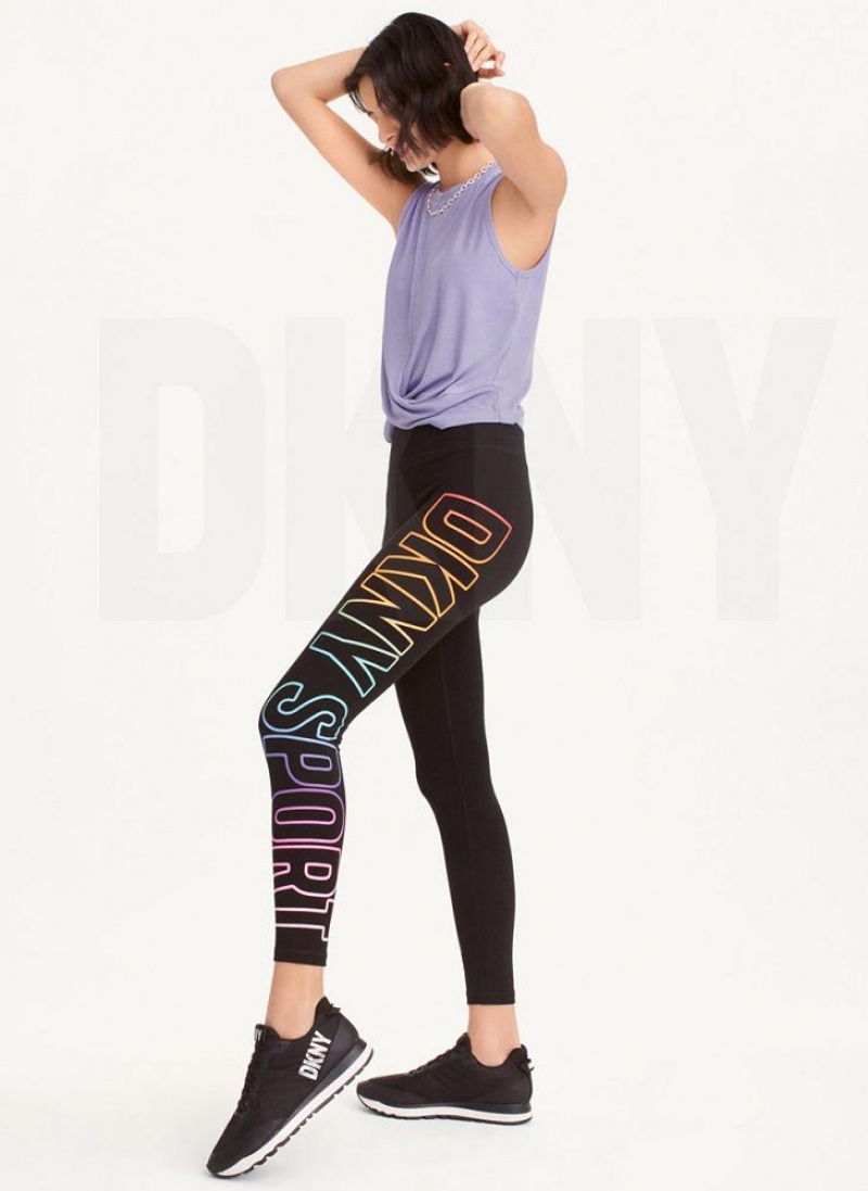 DKNY Exploded Pride Logo Leggings Damen Schwarz | Austria_D1169