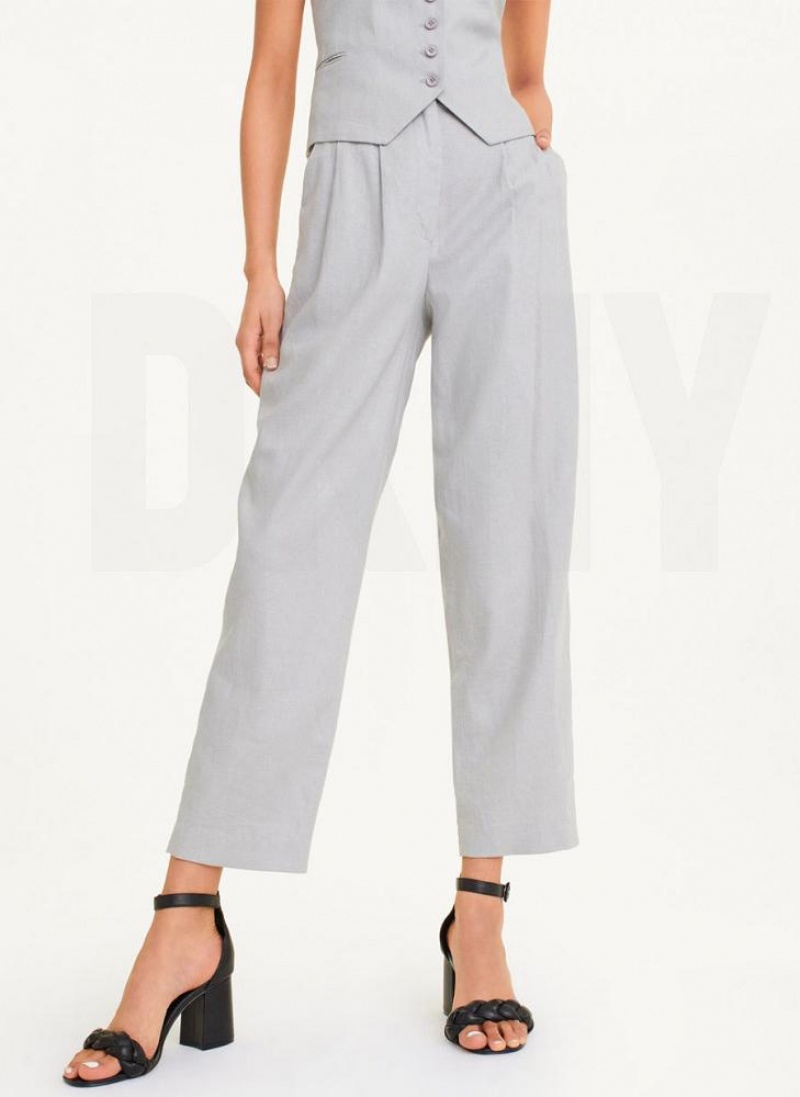 DKNY Falten Linen Hose Damen Grau | Austria_D0360