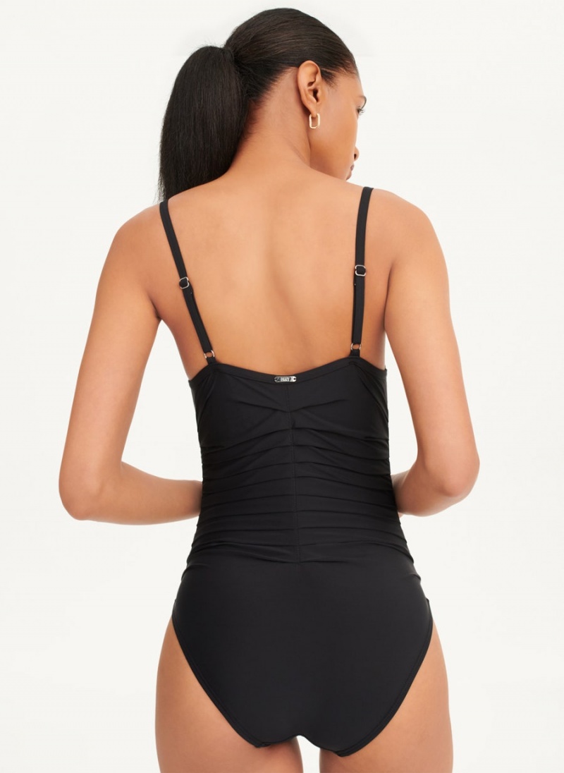 DKNY Falten One Piece Badeanzüge Damen Schwarz | Austria_D0406