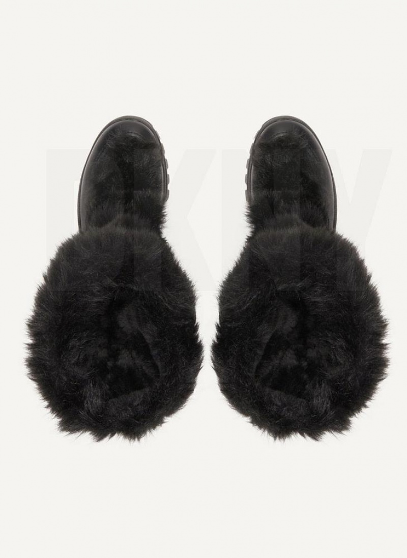 DKNY Faux Fur Lug Sole Stiefel Damen Schwarz | Austria_D0676